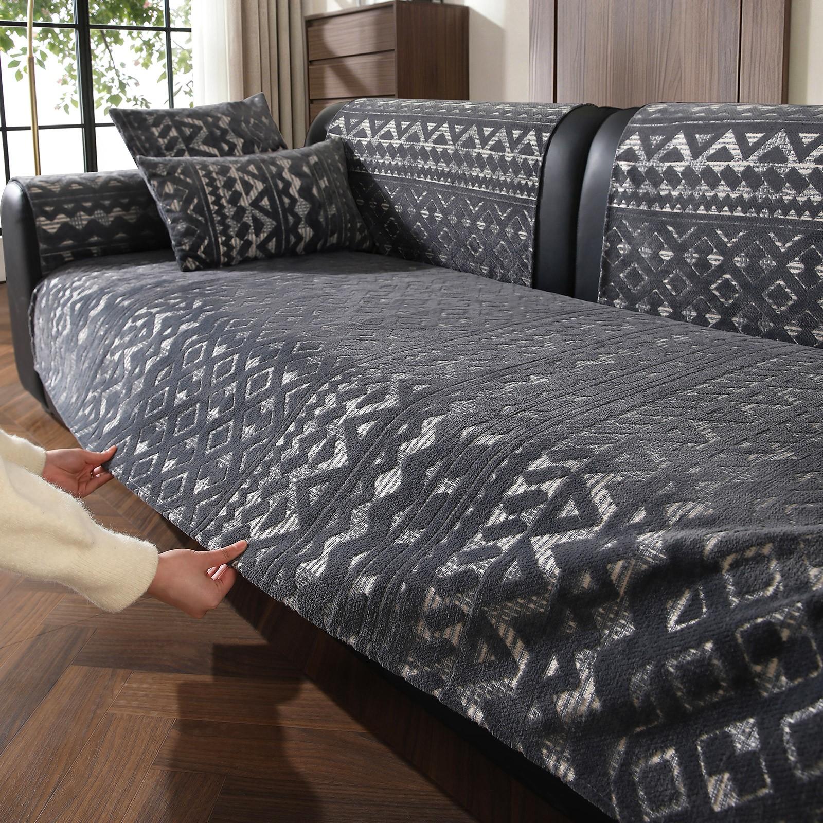 1pc Totem Sofa Pad, Chenille High-End Elegant Exclusive New Design, All-Season Universal Sofa Pad, Luxury Living Room Accessory