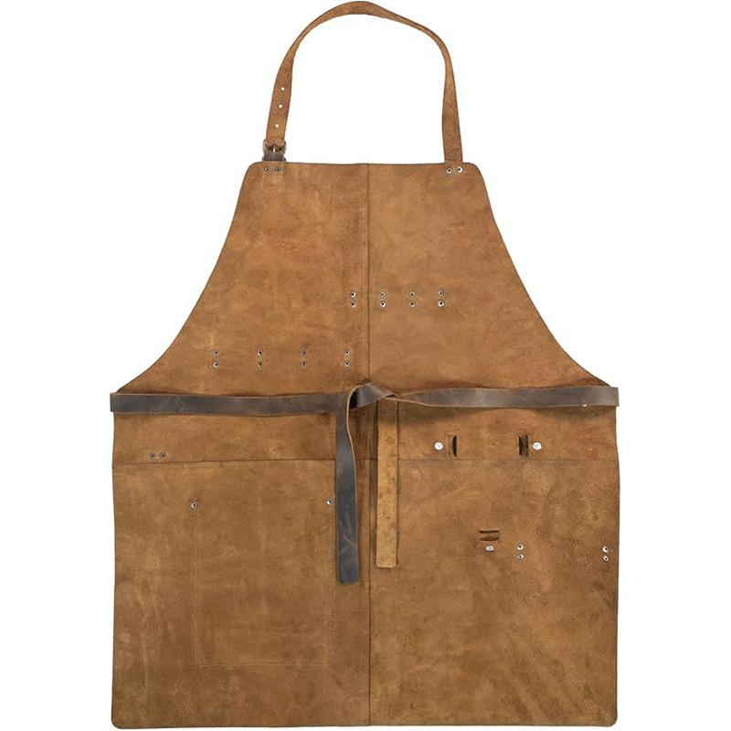 PU Leather Apron for Picnic BBQ, Oil-Resistant Wine Bottle Holder, Durable Convenient Outdoor Cooking & Work Use, All-In-One Grill Apron