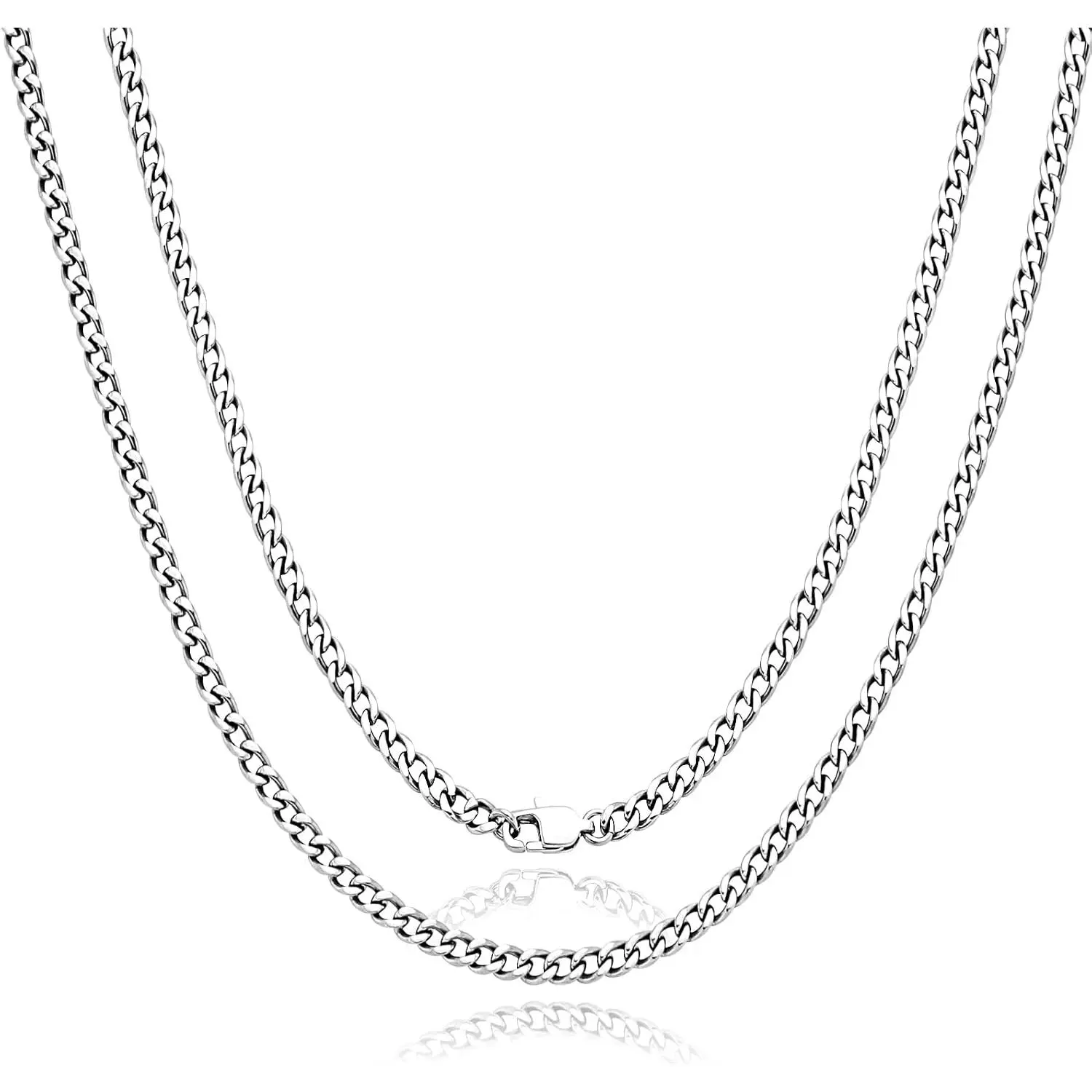 4.5mm Pure Titanium Cuban Link Chain Necklaces for Men, Hand Polished  Friendly Shinny Solid Titanium Curb Twist Chain Necklace for Women   Valentines Birthday Gifts