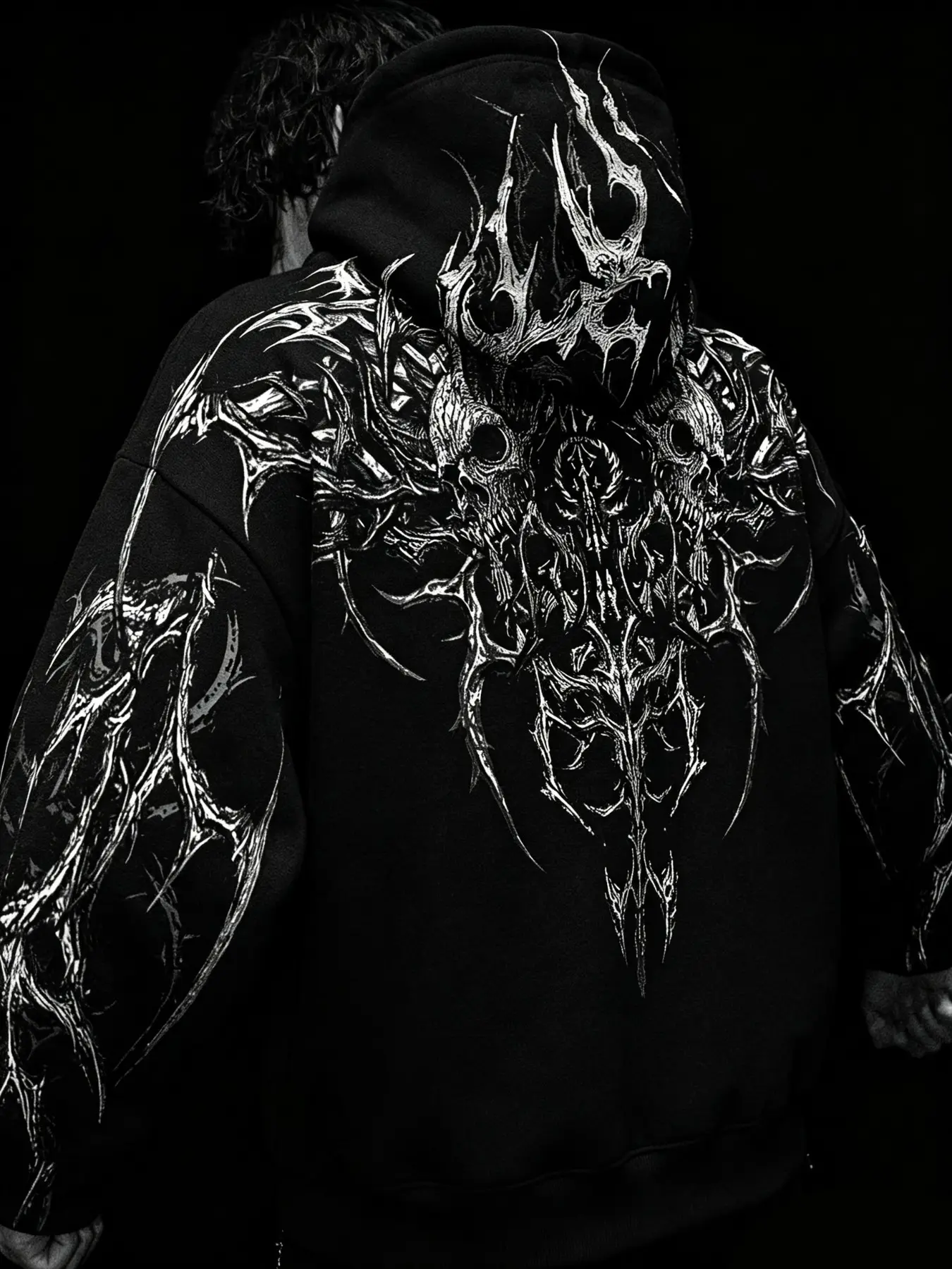 Men's Streetwear Hoodie, Gothic Print Design, Comfortable Slim-Fit Sweatshirt, Perfect for Dates and Parties Men's Streetwear Hoodie, Gothic Print Design, Comfortable Slim-Fit Sweatshirt, Perfect for Dates and Parties