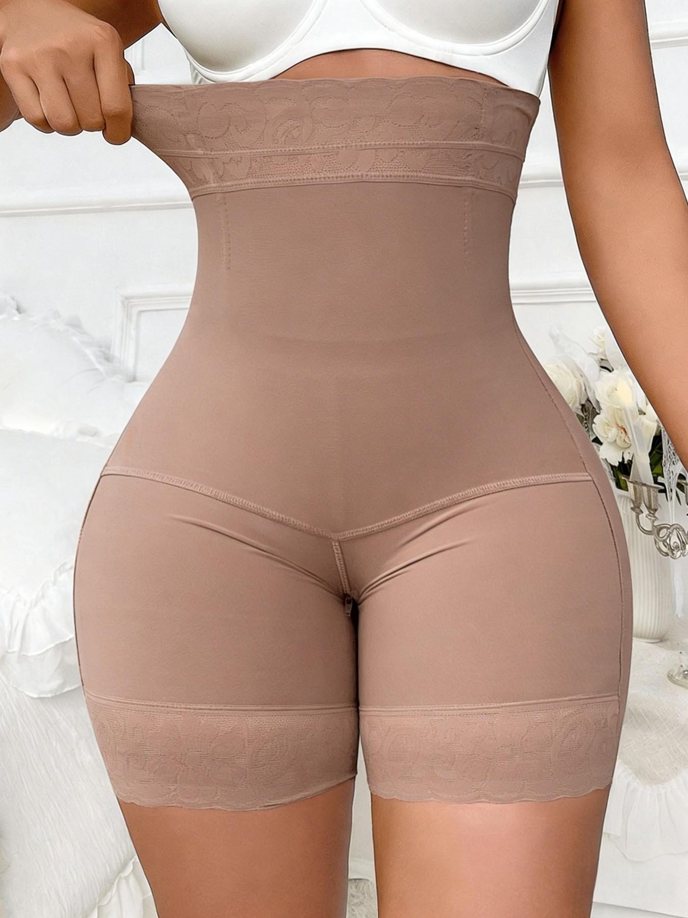 High Waist Shapewear Shorts, Fajas, Firm Control Girdle, Comfortable Shapewear Breathable Zipper, Tummy Control Butt Lift Seamless Minimizer Shapewear Bottoms, Compression Lace Panties, Suitable For Training Or Sports