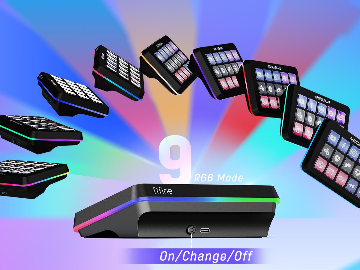 FIFINE D6 Gaming Stream Controller, Control Pad, AmpliGame Control Deck, with 15 Macro Keys, Streaming Keyboard with Trigger Actions in OBS/Twitch/YouTube, Shortcut Buttons Keypad Works with Mac and PC - AmpliGame D6