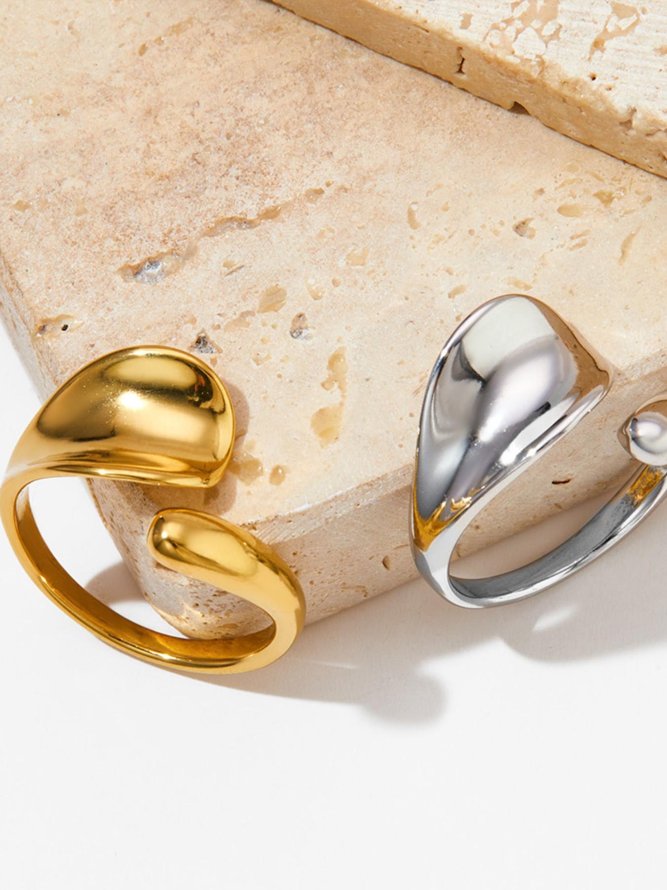 Women's Stainless Steel Open Ring, Simple Irregular Shape Electroplated Titanium Steel Jewelry, Perfect Gift for Women