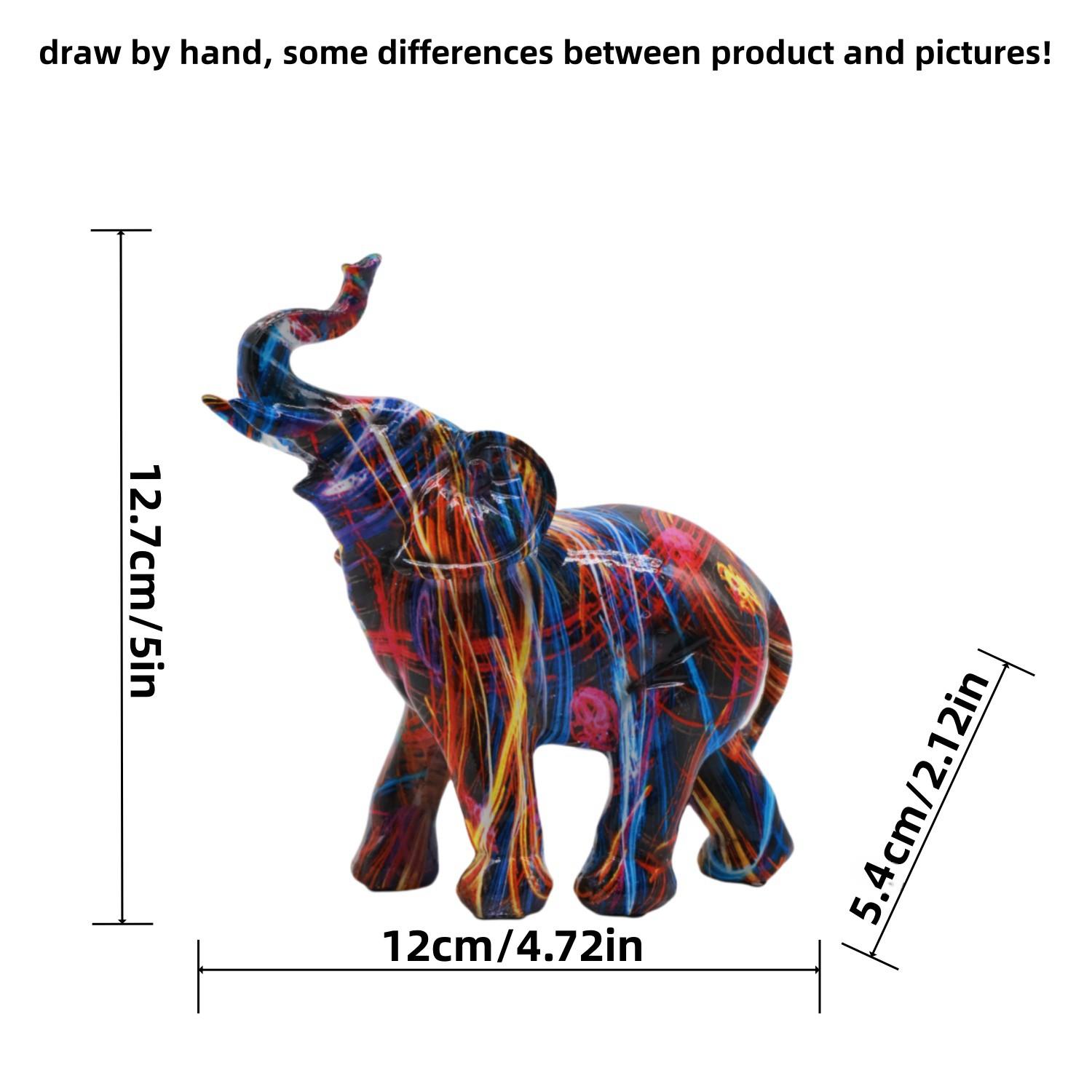 Colorful Elephant Resin Statue, Abstract Art Sculpture, Home Decor, Living Room, Office Desk, Feng Shui Lucky Ornament, Nordic Style, Handcrafted