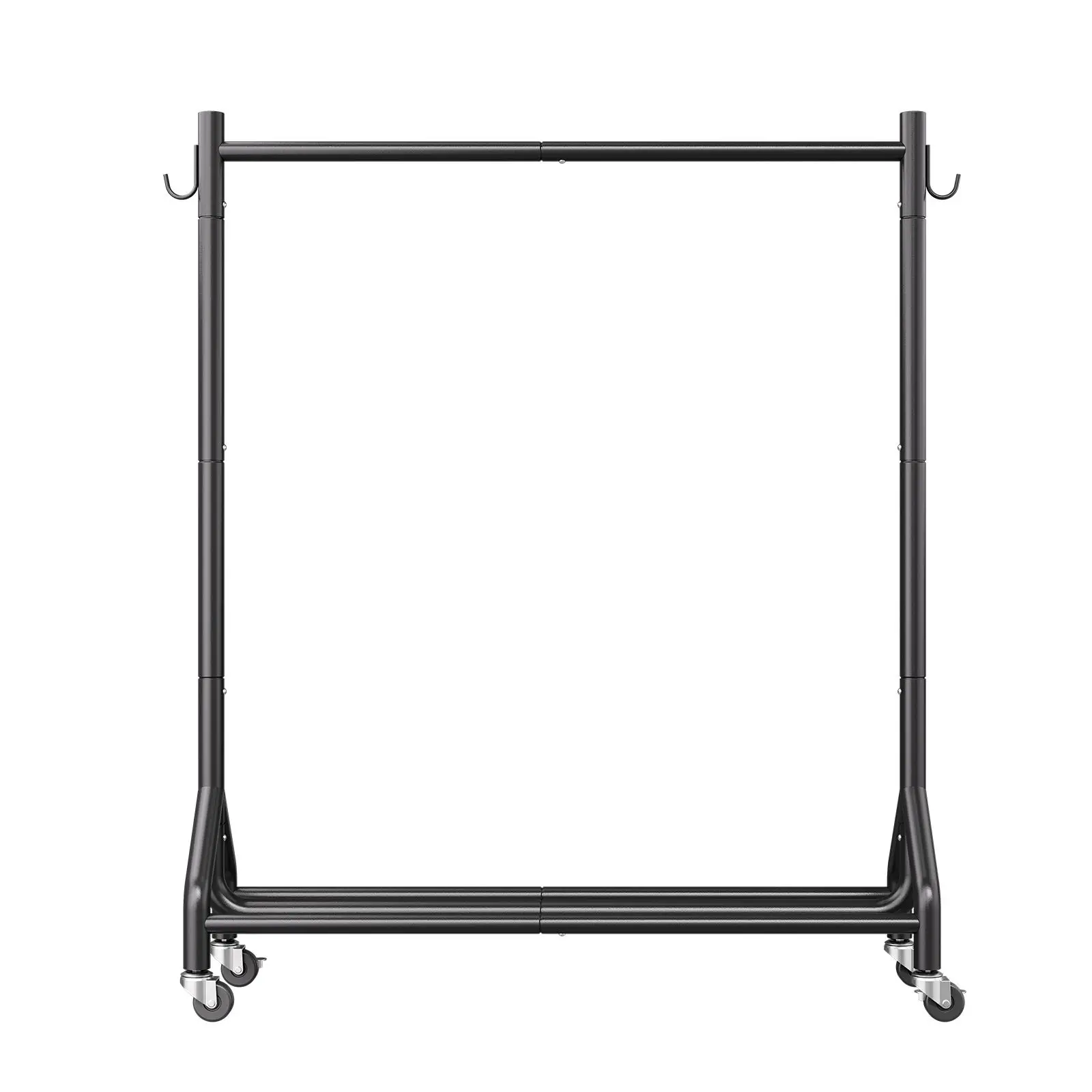 Clothes Rack, Rolling Clothing Garment Rack with Hanging Rod and Side Hooks, 198 lbs Load Capacity, Heavy Duty Carbon Steel Clothing Racks with Wheels, Ideal for Bedroom, Laundry, Living Room