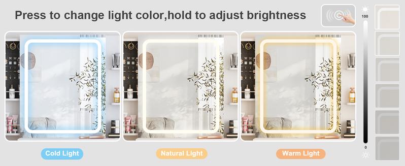 Vabches White Vanity Desk with Mirror and Lights,Makeup Vanity Table Set with Power Strip and Sliding Locker,Visual Drawer Makeup Desk with 5 Drawers&Shelves&Cabinet,3 Lighting Modes