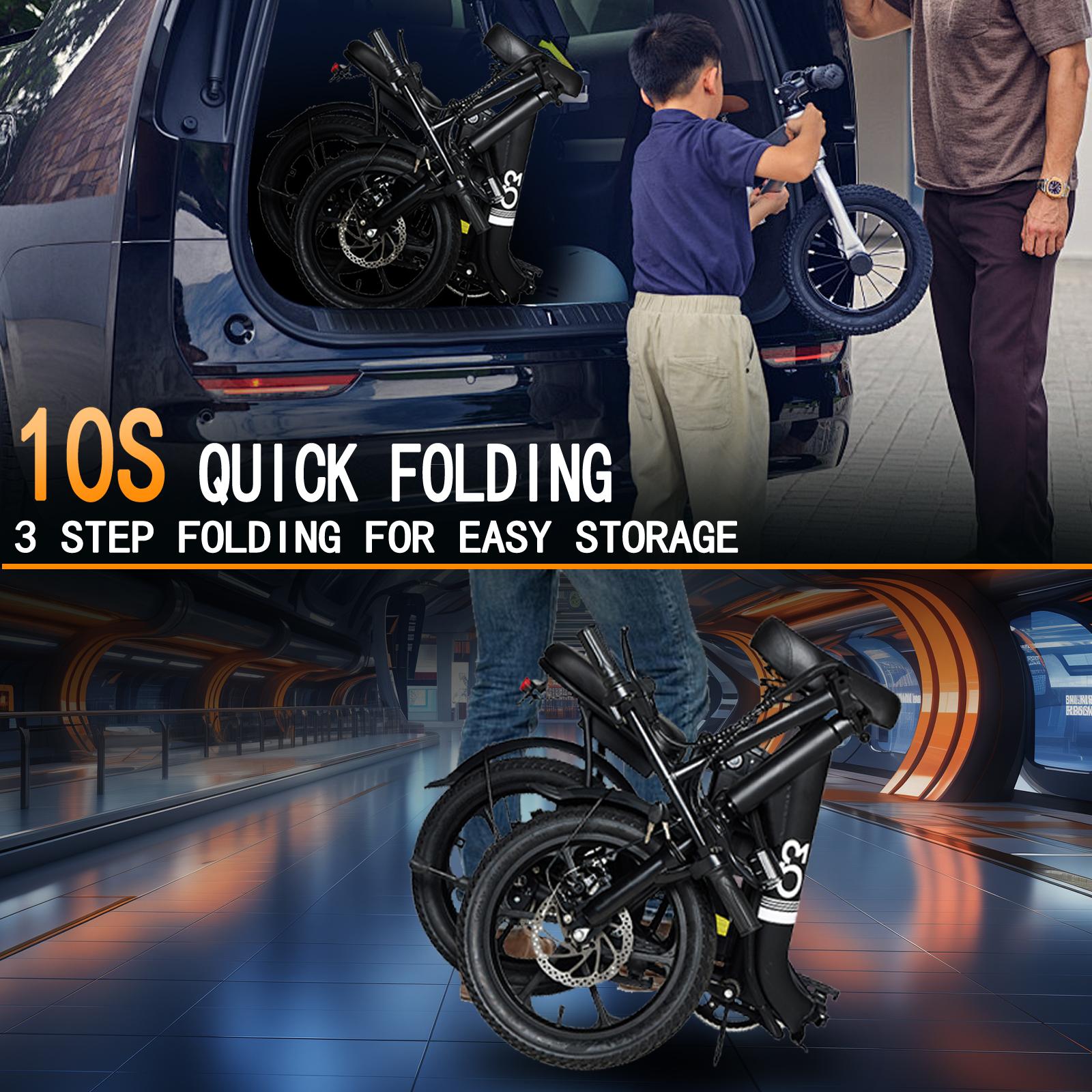 750W Folding Electric Bicycle with Removable Battery, Top Speed of 22+MPH, Range of 30+ Miles, 4 Riding Modes, Ideal for Commuting.