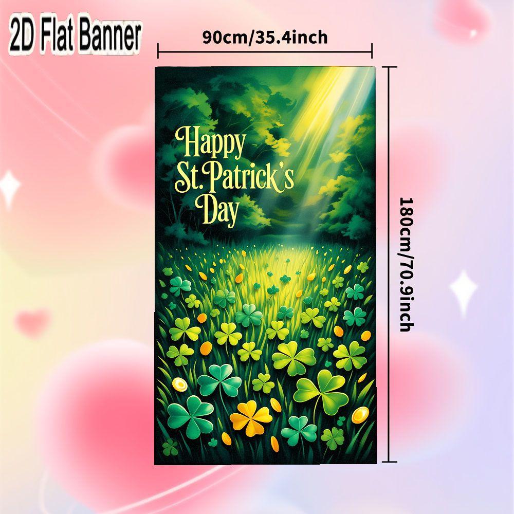 2D flat banner, 1pcHappy St. Patrick’s Day Backdrop, Green Four-Leaf Clover & Gold Coins Party Decor, Festive Irish Celebration Background for Video Shoots & Eventsgalentines party decor, valentine day decor, decorations for valentines day