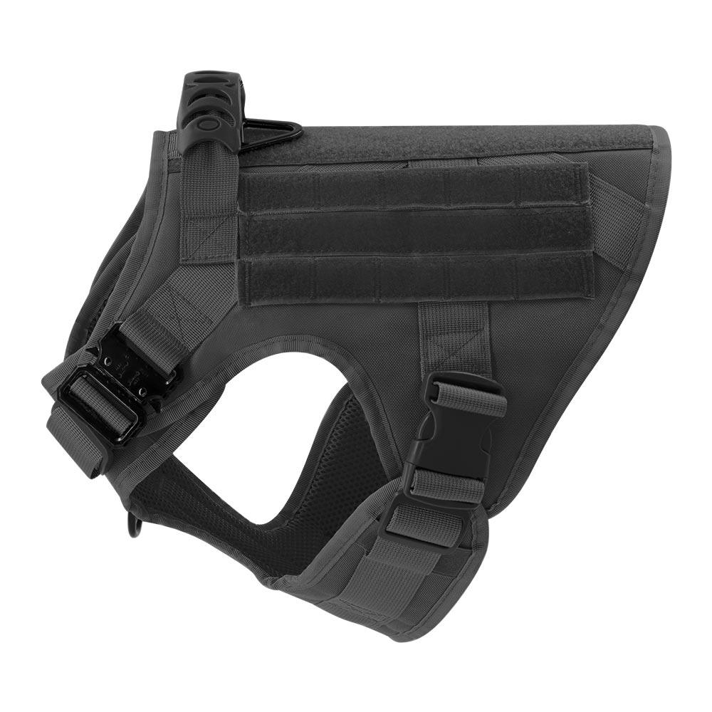 Tactical Dog Harness and Easy Control Training Dog Collar with Bungee Dog Leash Set, Heavy Duty Dog Harness with Handle, No-Pull Service Military Dog Vest Harness for Training Hunting Walking