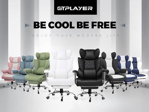GTPLAYER Ergonomic Big and Tall Office Chair - Ergonomic Chairs for Executives, Wide Seat, Pocket Spring Lumbar Support, Outward Fixed Soft Armrests, Adjustable Footrest, Adjustable Seat Height (New Year Sale)