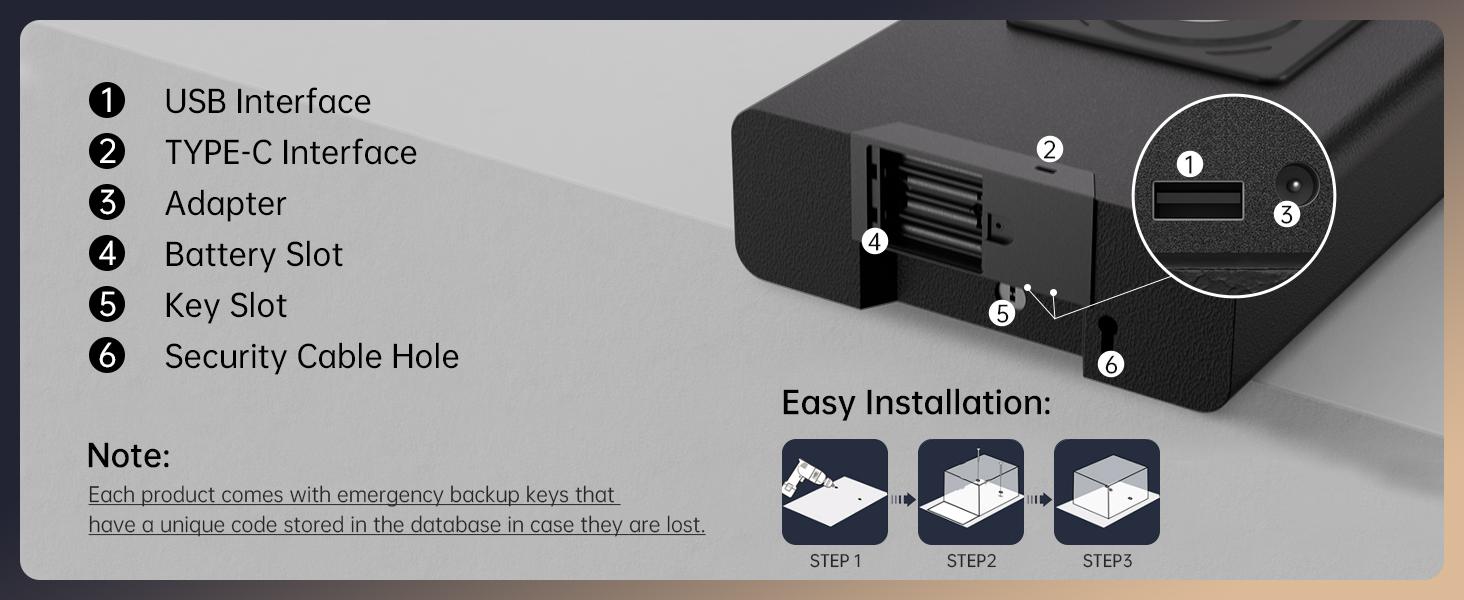 Biometric Personal Safe Container with Wireless Charging for Phone&Watch, 3 Quick Access Money Box with Fingerprint Backlit Keypad - Compact Bedside Drawer Safe, 24/7 Digital Clock Biometric Personal Safe Container with Wireless Charging for Phone&Watch, 3 Quick Access Money Box with Fingerprint Backlit Keypad - Compact Bedside Drawer Safe, 24/7 Digital Clock