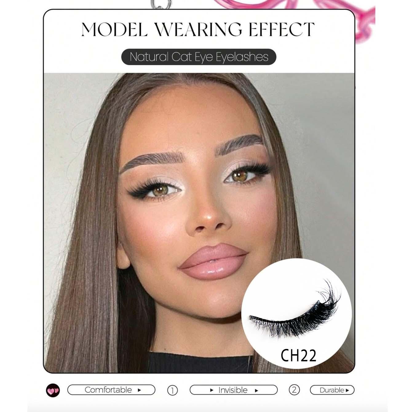 5 Pairs Voluminous Cat Eye False Lashes, Lightweight Soft Dense Long-Lasting, Perfect for Daily Wear, Dates, Weddings, Festive Parties