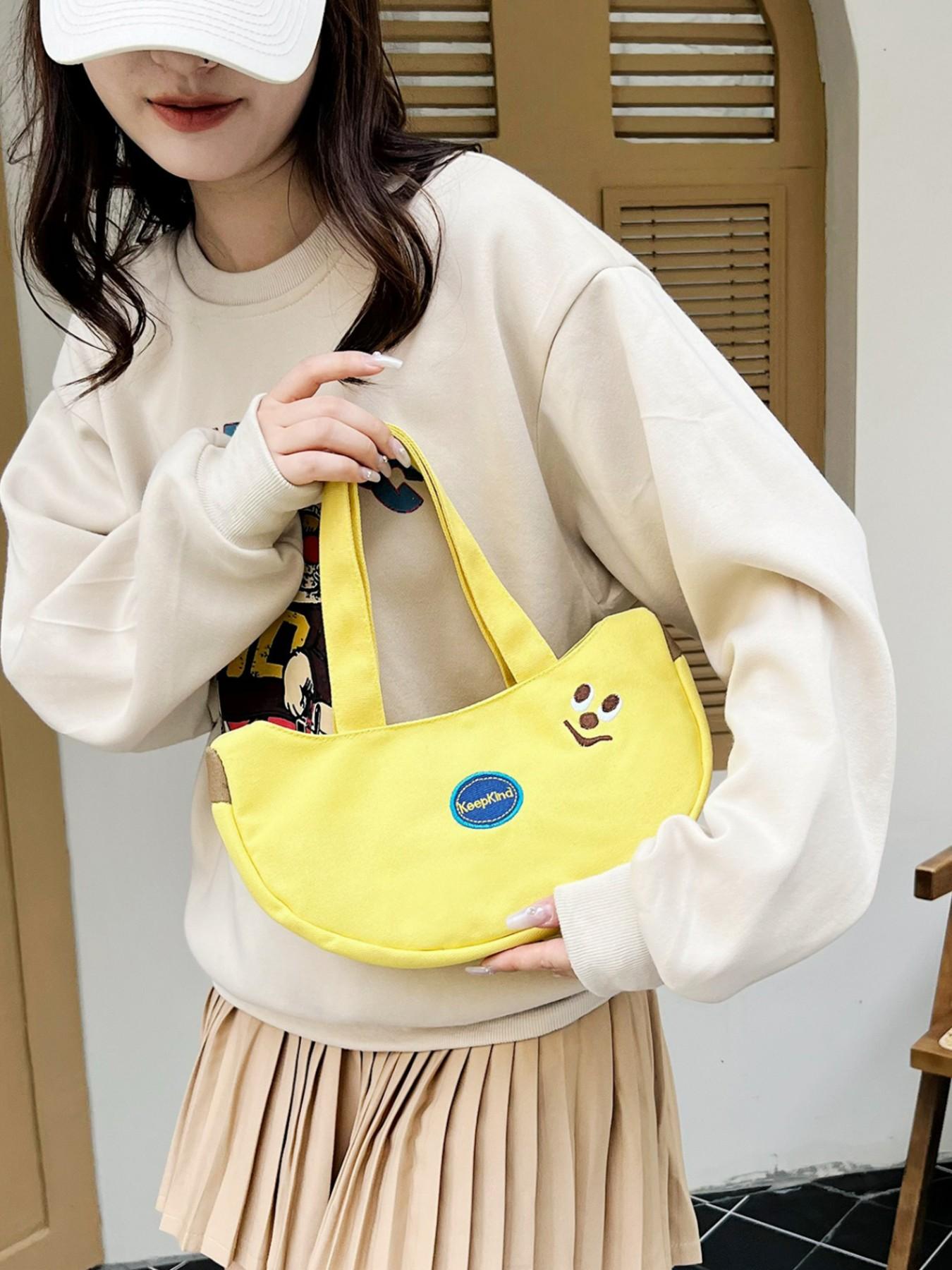 Cute Fashionable Half-Circular Handbag, Large Capacity Elegant Bag, Casual Style Solid Color Shoulder Bag, Perfect for Daily Use