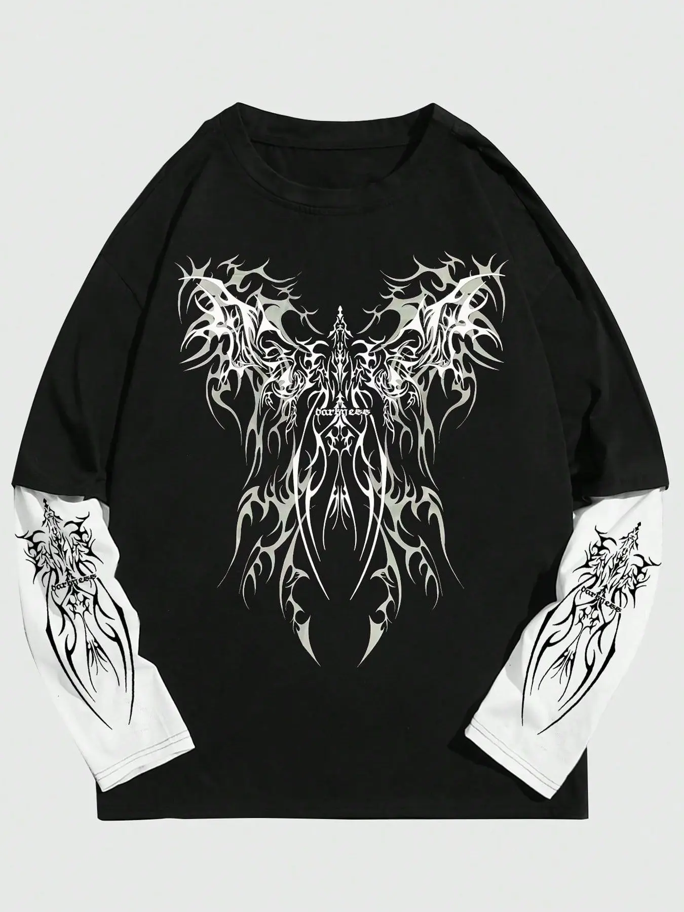 Men's Y2K Cyber Gothic Graphic Layered Long Sleeve T-Shirt