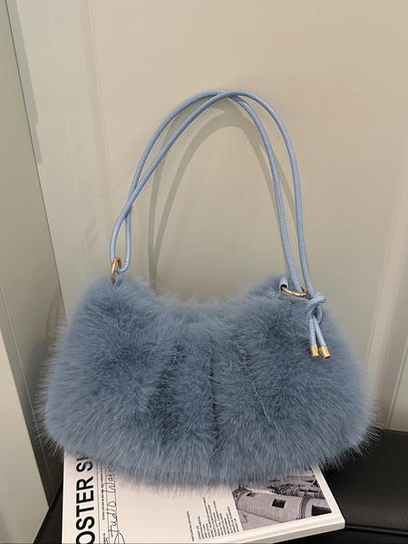 Women's Lightweight Plush Bag, Soft Handbag for University & Office Use, Perfect for Autumn Winter Seasons, Casual Daily Carryall, Elegant Shoulder Bag