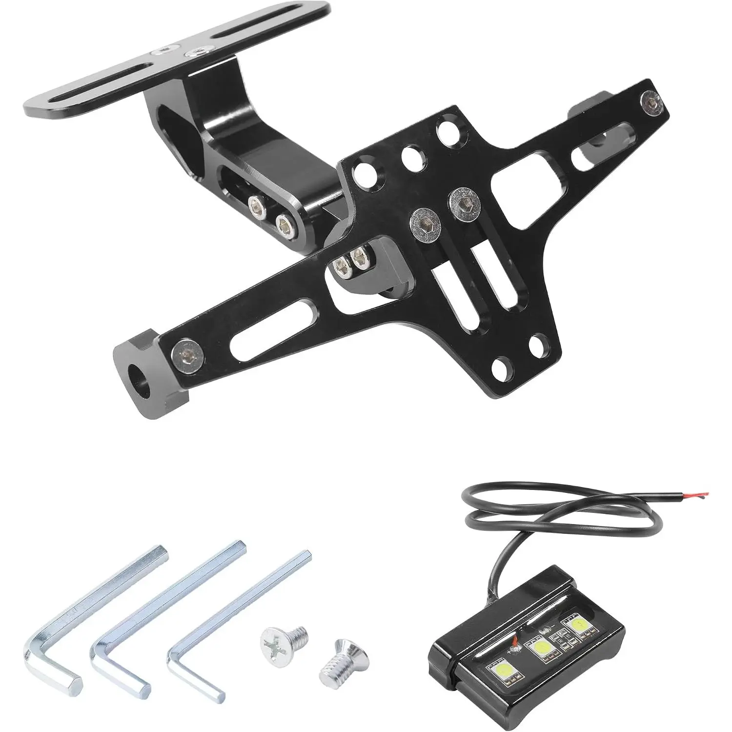 Motorcycle License Plate Bracket,Car Accessories CNC Aluminum Motorcycle Plate Mount with LED Light Fender Eliminator Kit,Compatible with Z1000,YZF-R1,2020 CBR500RR,CBR600RR,CB300R,etc