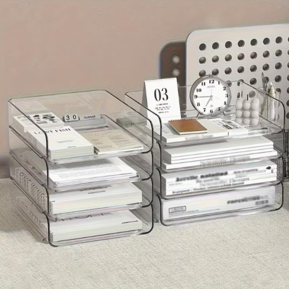 Transparent stackable file organizer - folder desktop organizer, essential for multi-scene file organization in offices and homes