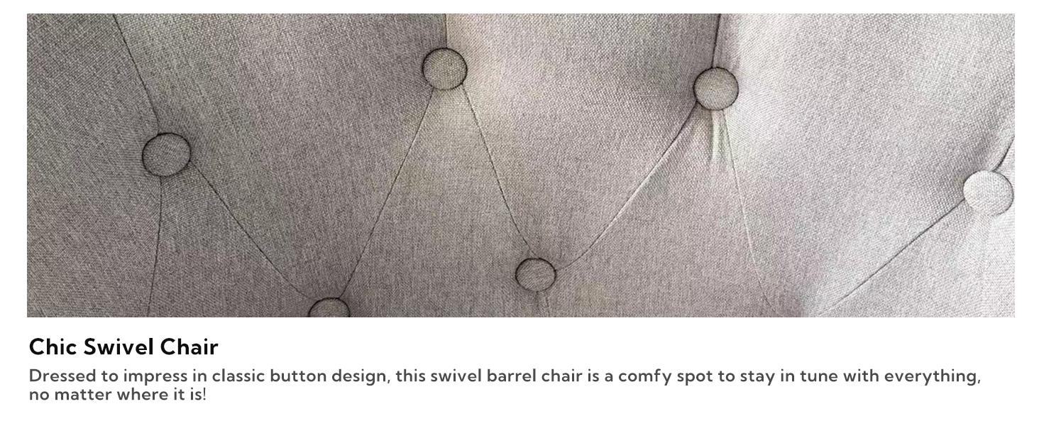 [TikTokShopBlackFriday] EBELLO Swivel Accent Chairs for Living Room, Comfortable Round Fabric Swivel Chair for Nursery, Bedroom, Office, Light Grey,Beige