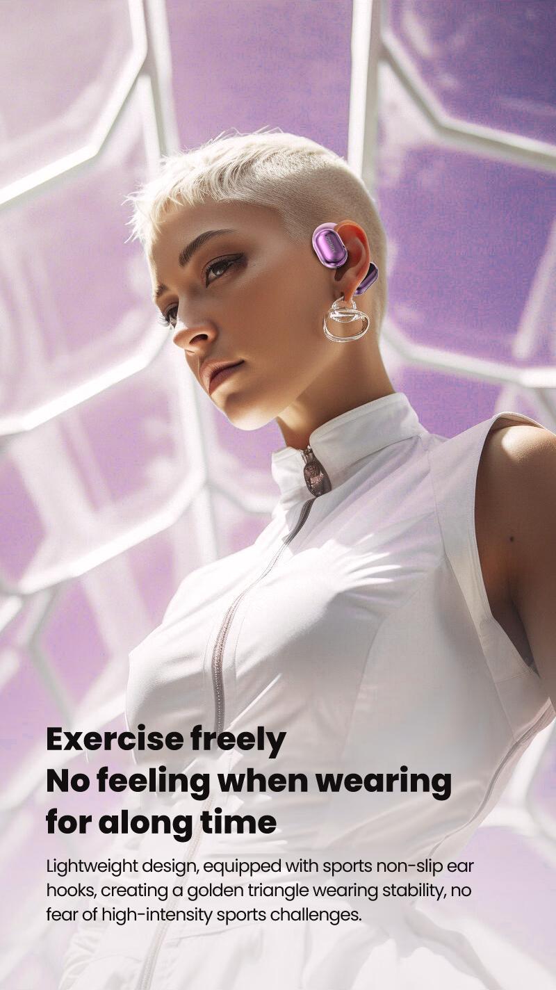 MINISO X39 Open Ear Bluetooth 5.4 Headphones, True Wireless Over Ear Headsets, 40Hrs Long Battery Playtime for Music Work Earphones, Not In Ear Earbuds for iPhone Android Pink Purple Black