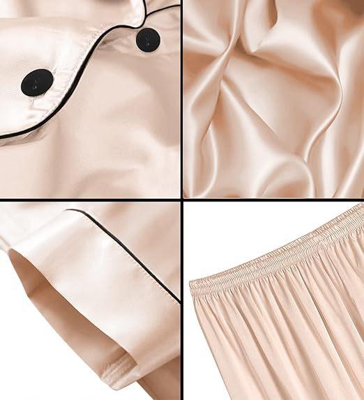 Women's & Men's Matching Satin Pajama Set, Short Sleeve Lounge Wear, Comfortable Couple Nightwear for Valentine's Day, Anniversary, Homewear