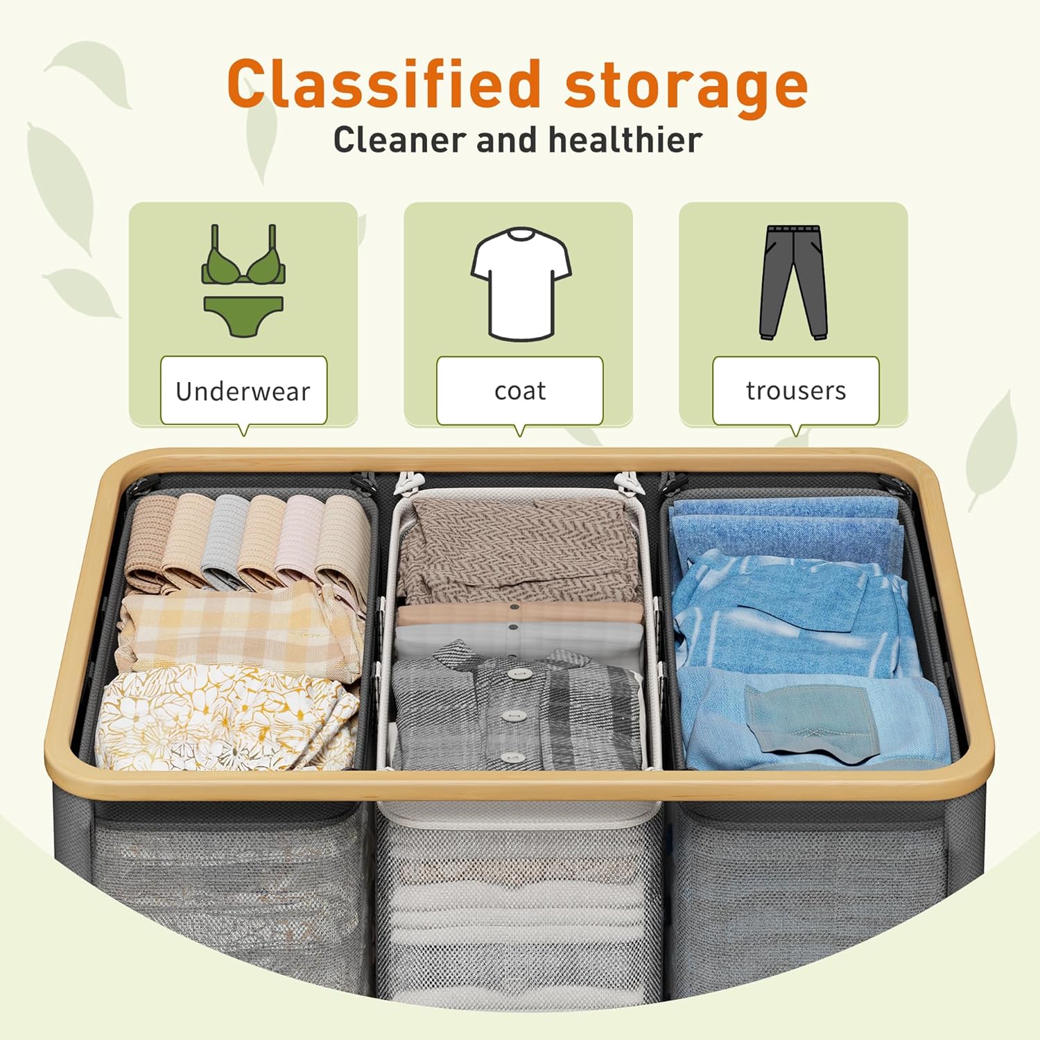 Raybee Furniture Laundry Basket with Lid, 160L-170L Laundry Hamper,2/3 Section Clothes Hamper, Hamper with Lid with Removable & Washable Bags Collapsible Hampers for Bedroom, Aesthetic for Bathroom