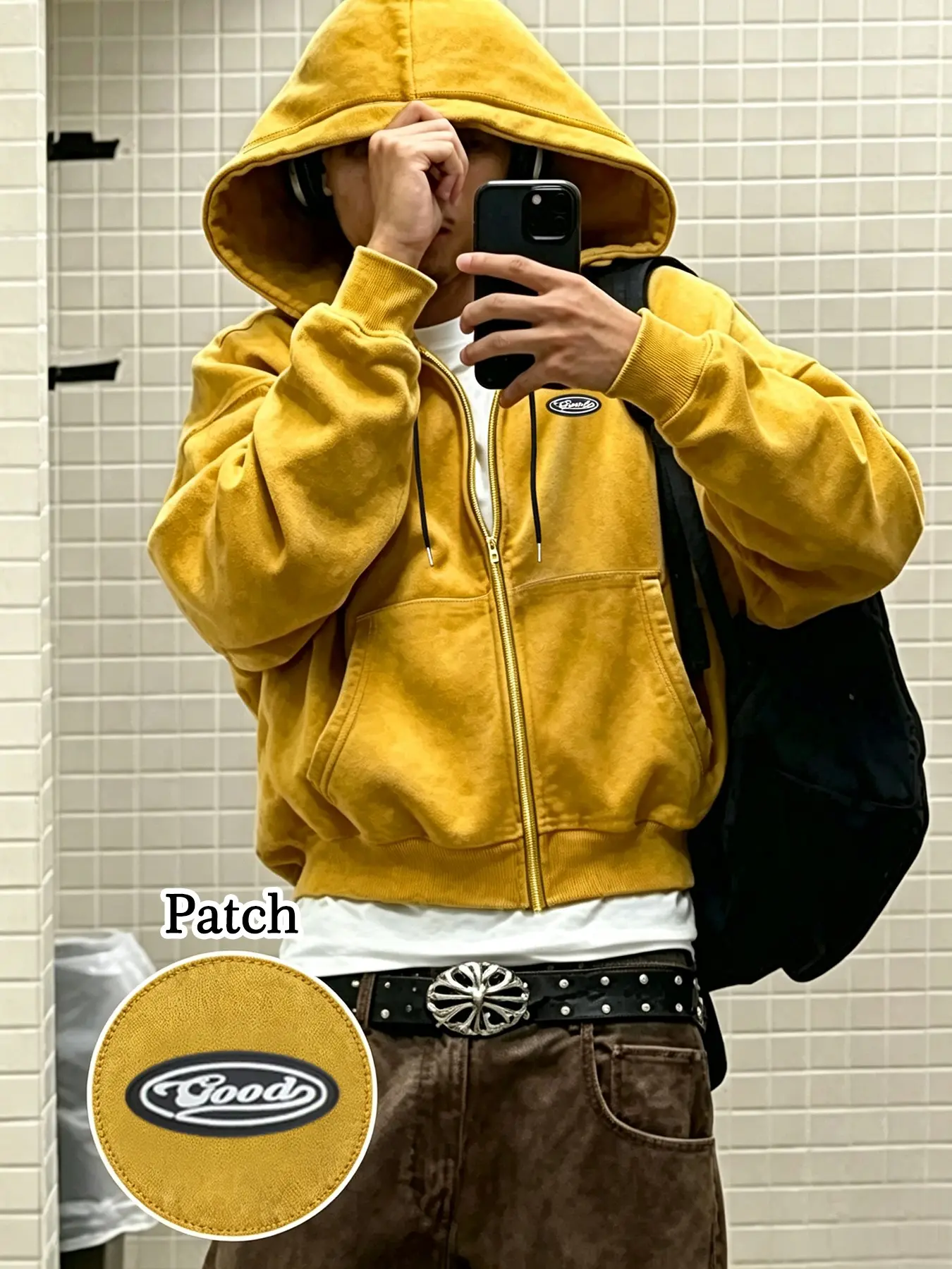 Men's Fitted Sweatshirt with Zipper Hoodie, Vintage Style Long Sleeve Pullover with Pockets, Casual Fall Winter Urban, Casual Hooded Sweatshirts