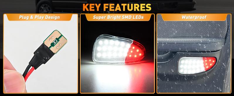 Nilight LED Interior Door Panel Lights 2PCS for Ford F-150 1997-2003, F-250, Lobo 1997-1999, F-150 SVT 1999-2022, 2004 - Plug and Play Compatible