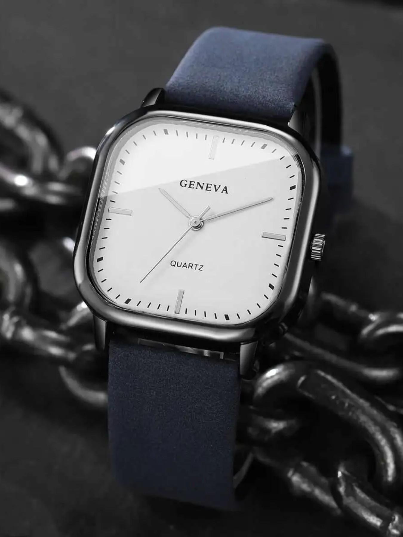 Elegant Fashion Business Leather Strap Square Men's Watch, Rectangular Analog Quartz Watch, Perfect Gift for Valentine's Day and Birthday