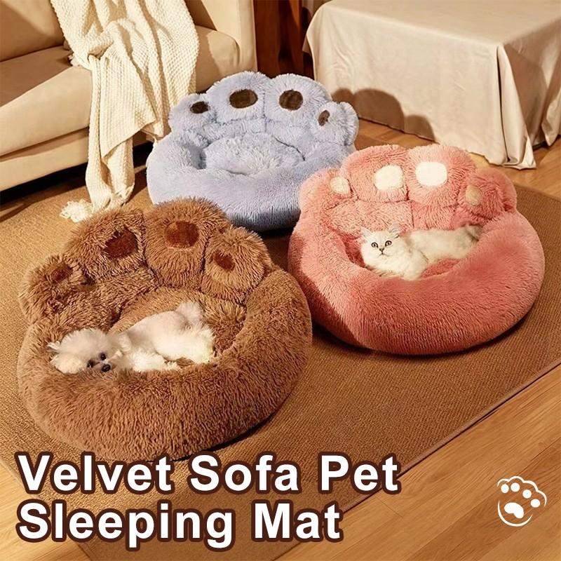 Bear Paw Plush Pet Bed, Soft Padding and Stable Support, Home