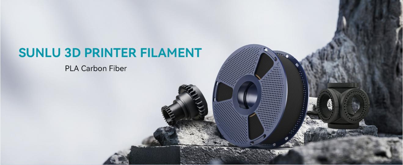 SUNLU Carbon Fiber PLA, Strong and Lightweight PLA 3D Printer Filament, PLA Filament 1.75mm Dimensional Accuracy +/- 0.02 mm, Neatly Wound 3D Printing Filament, 1KG Spool. (Black)