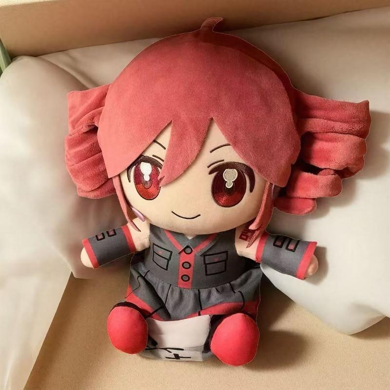 20cm Kasane Teto Plush Doll Pink Twin Curly Bun Hair Big Gradient Red Anime Eyes Gray Red Sleeveless Uniform Vocaloid Character Stuffed Toy Soft Fluffy Ornament Gift For Teen Girls Anime Fans Cross-Border Wholesale