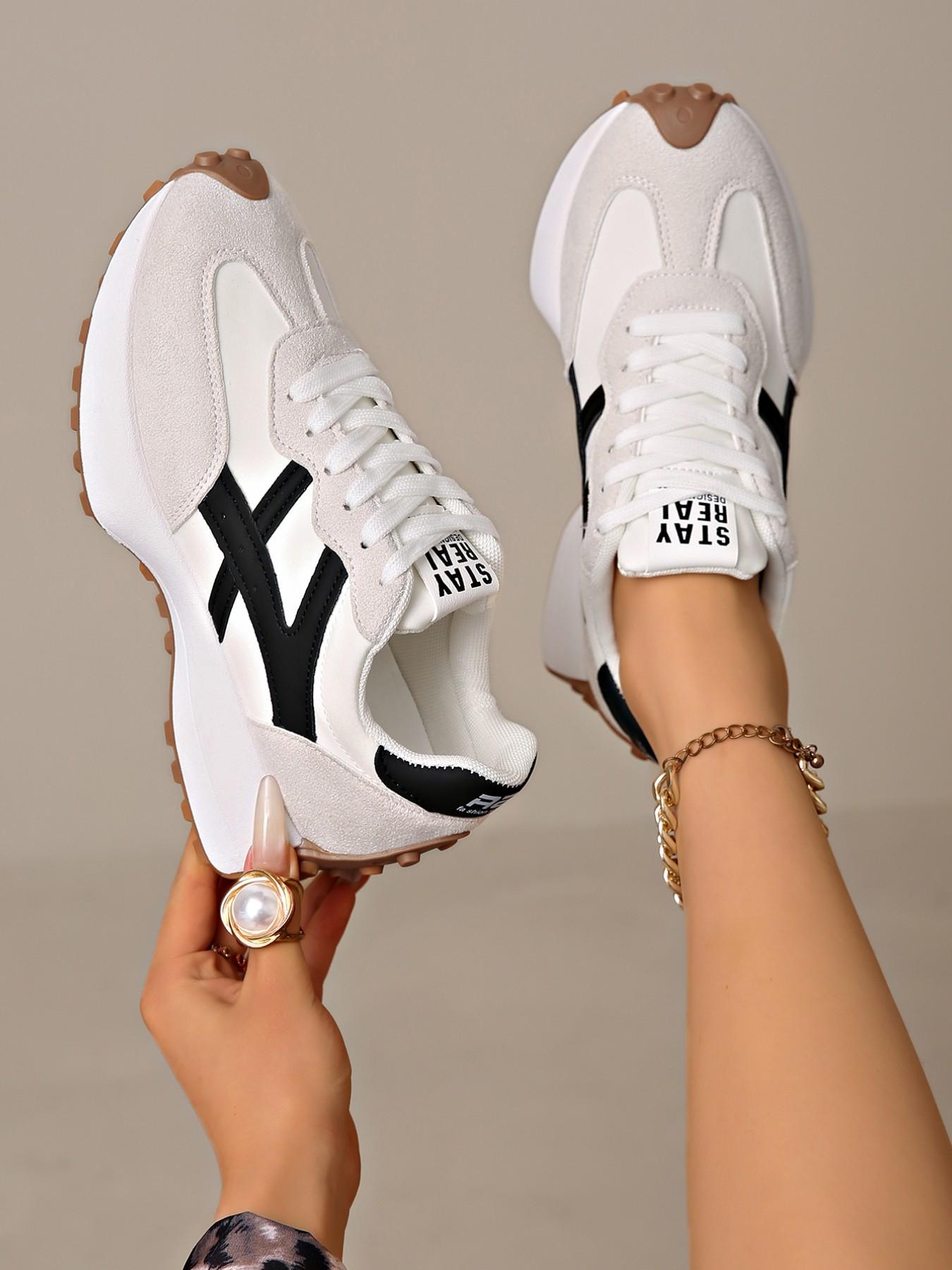 Women's Athletic Shoes Spring Autumn Elegant Fashion Classic Sneakers Style Casual Round Toe Low Top Lace-Up Thick Sole Breathable Outdoor Sneakers Thick Soled Sneakers