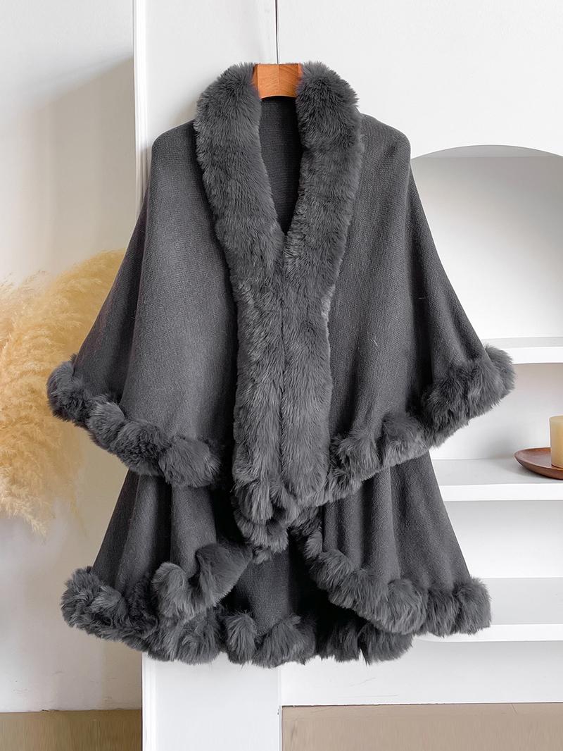 Women's Elegant Fashion Solid Color Thick Shawl, Fluffy Soft Scarf, Warm Fall & Winter Accessory, Fitted Style, Plain Pattern, Perfect for Cold Weather