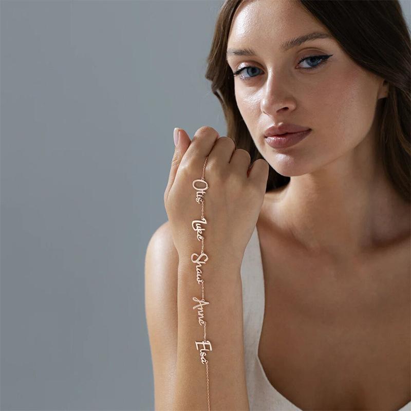 FF0014 New Store Opening |   Free Shipping | Mom Jewelry with Kids Names Multiple Names Custom Cut Necklace Personalized Gift Stainless Steel Letter Necklace For Mother's Day Anniversary Valentine's Day | Custom pendant
