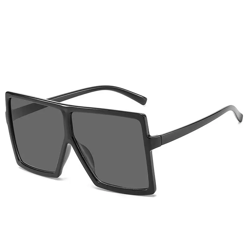 Oversized Flat Top Square Sunglasses for Women, Black Thick Frame Retro Sun Glasses, Chic Fashion Streetwear Eyewear for Daily Wear