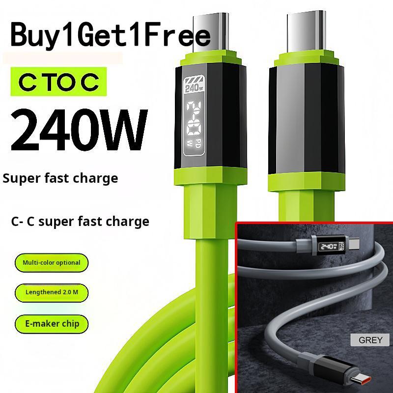 240W Fast Charging Cable, Mobile Data Cable, Smart Quick Charge, High-Power Fast Charging, Super Fast Charge, Compatible with Apple Type-C Charging Smartphone Cellphone
