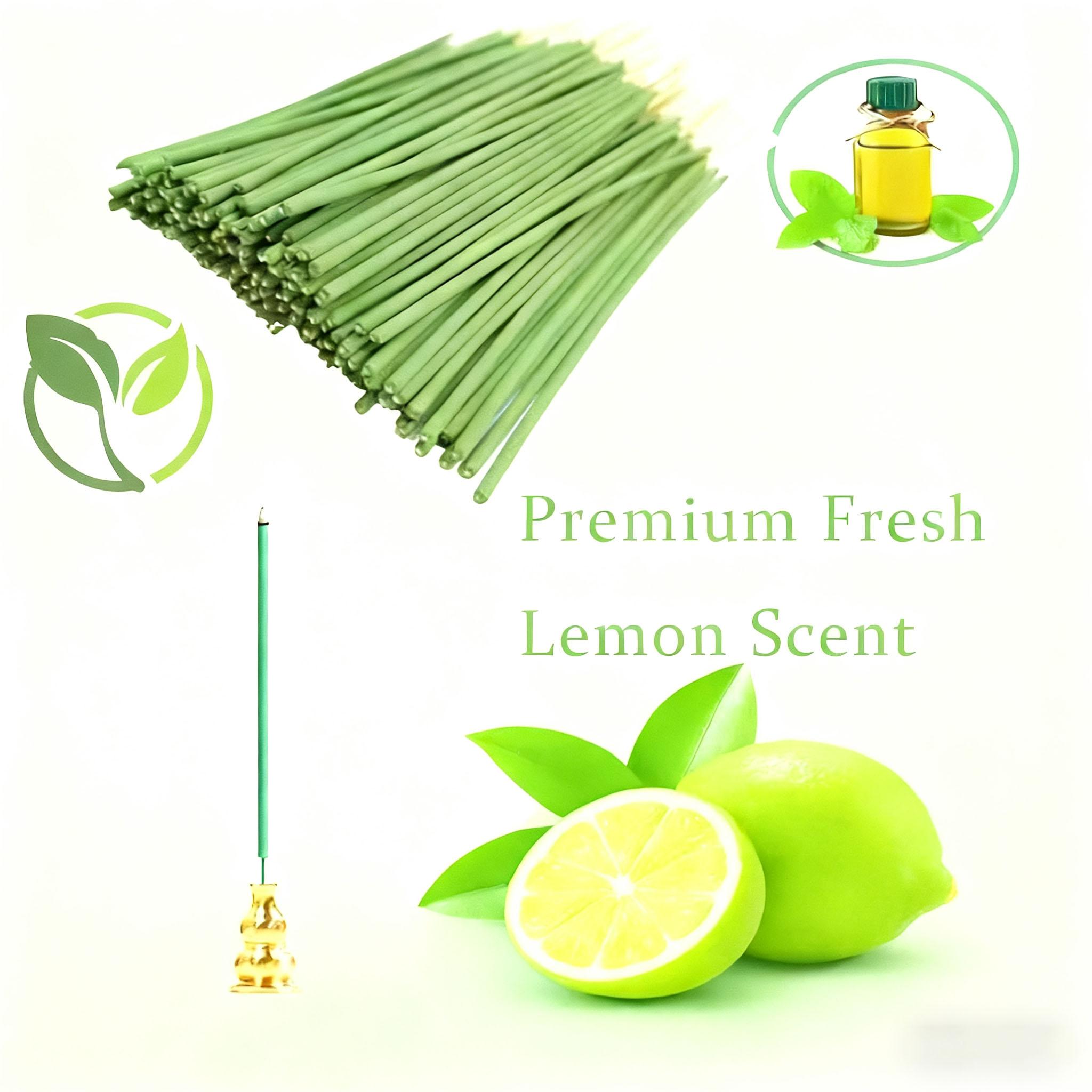 22cm Blue Lemon Incense Sticks, Plant Essential Oil Extract, Lemongrass Scented Freshener, Ideal for Camping, Meditation, Bedroom, Office Air Purification