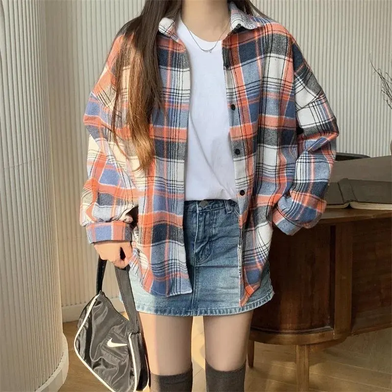 Shirt Women Plaid Flannel Shacket Slouchy Oversized Button Down Long Sleeve Check Shirt Jacket Fall Winter Christmas Outfit