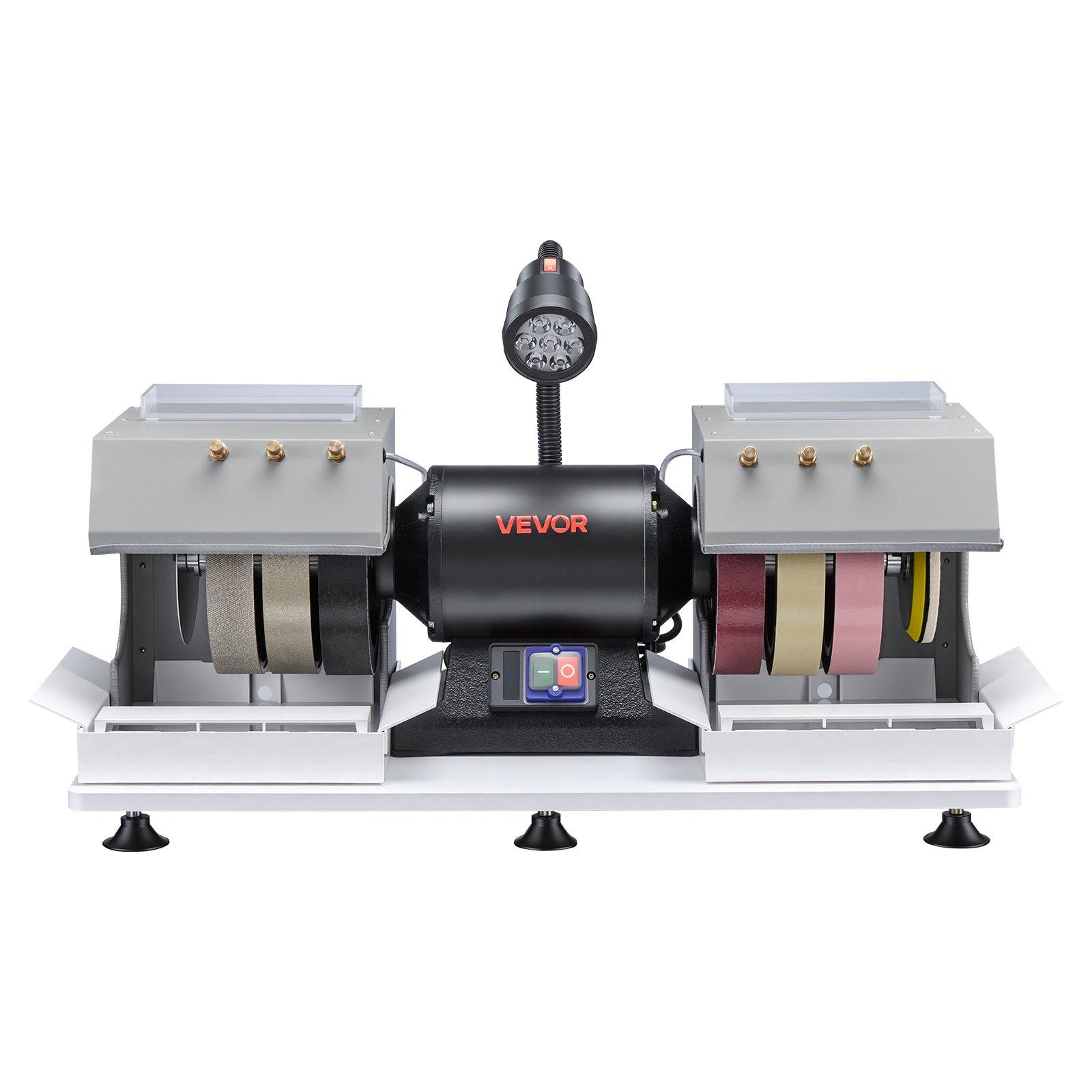 VEVOR Lapidary Cabbing Machine VV-JH-8P, 3/4 HP 550W 1800 RPM 8 Inch Diamond & Resin Wheels, LED Lamp, Water System, 29.2x13.4x13.0 in 79 lbs/35.9 kg Lapidary Equipment for Stone Processing, Indoor Use Gem Enthusiasts, 550 W