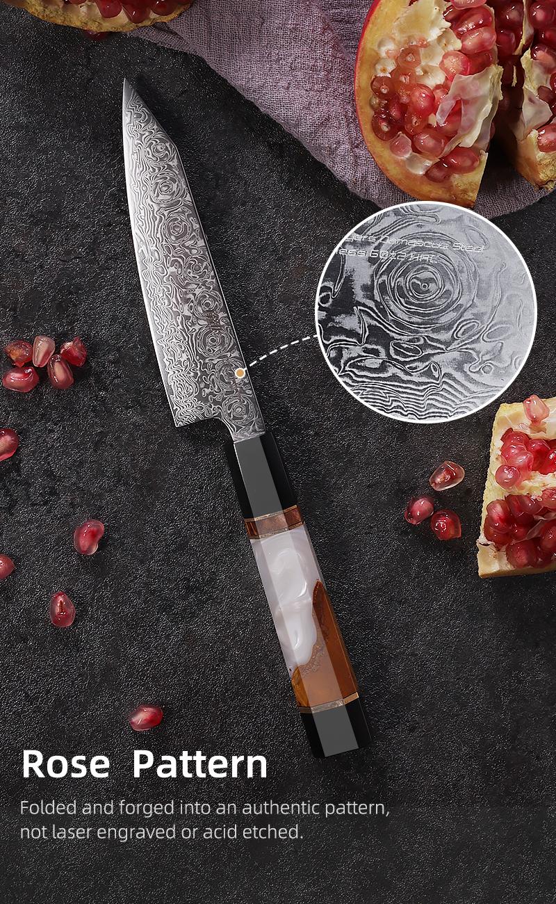 FINDKING 5 Inch Kitchen Utility Knife, Sharp Fruit Paring Knife, Solid & Beautiful Pairing Knife, Small Kitchen Knife for Everyday Cooking & Food Prep (BLACK-ROSE Series)