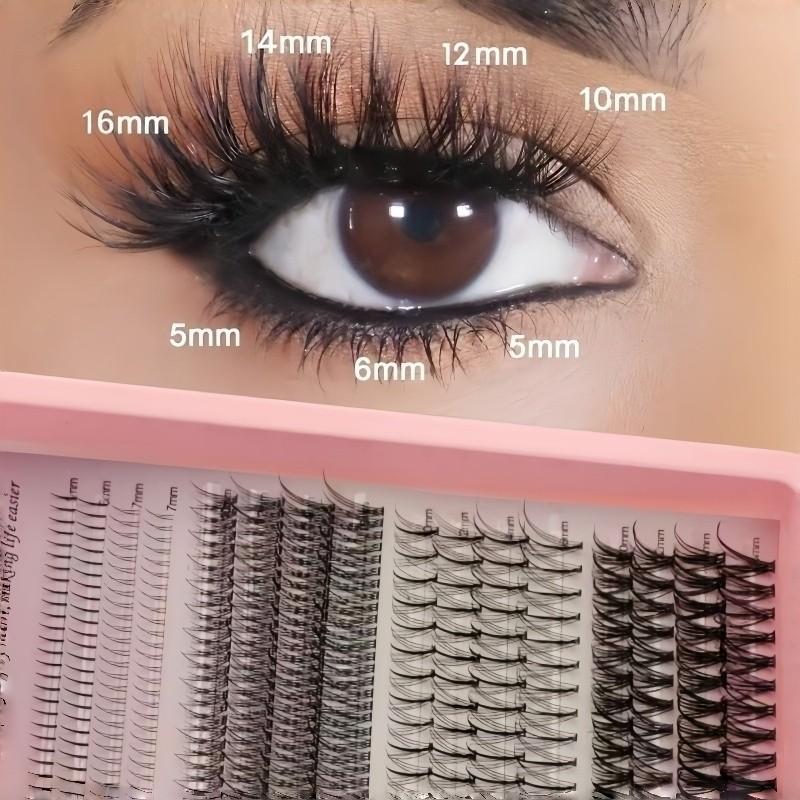 False Eyelash Extension Kit, Multi-Size 484pcs Mixed False Lashes, Natural Daily Segmented Individual Eyelashes, Includes Glue & Remover