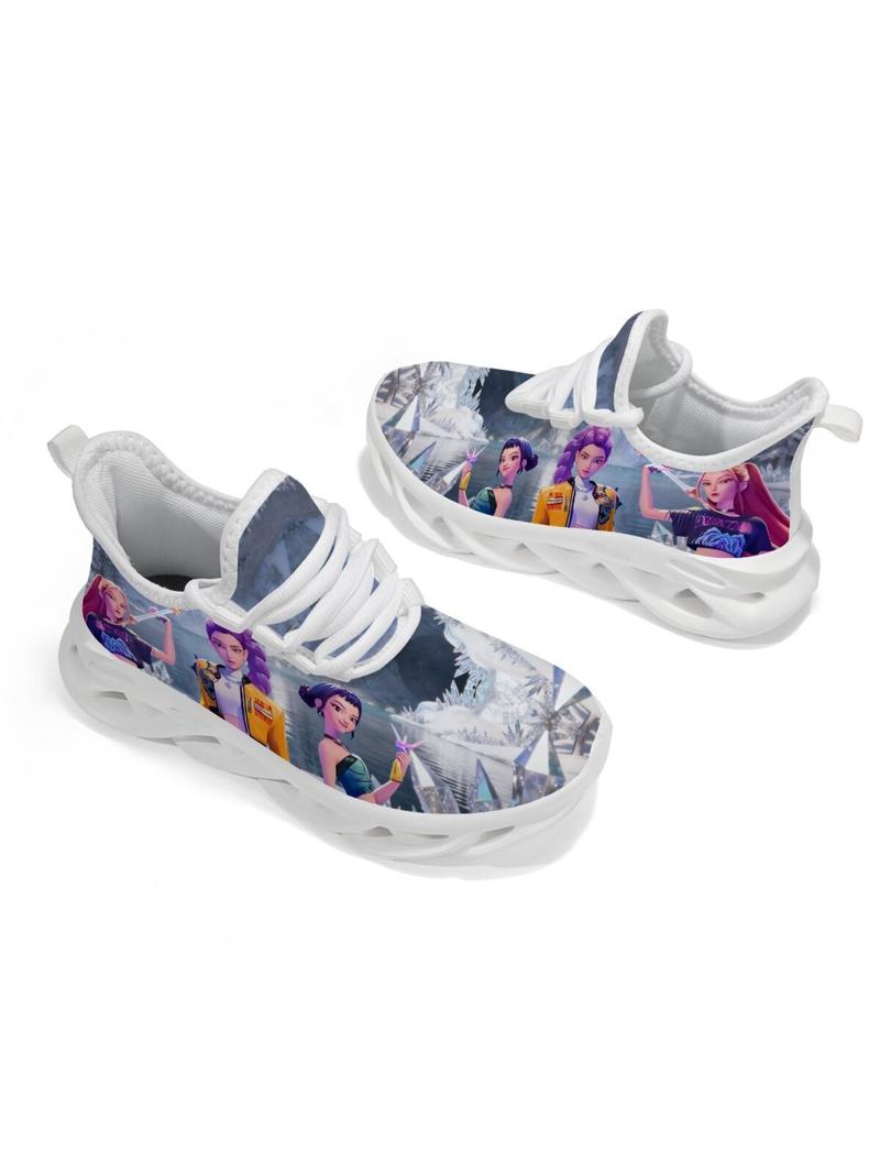 K-Pop Hunter Girl Pattern Kids Shoes, Breathable Mesh Lace-Up Low Top Eva Sole, Durable Fashion Casual Sporty Children Sneakers K-Pop Hunter Girl Pattern Kids Shoes, Breathable Mesh Lace-Up Low Top Eva Sole, Durable Fashion Casual Sporty Children Sneakers