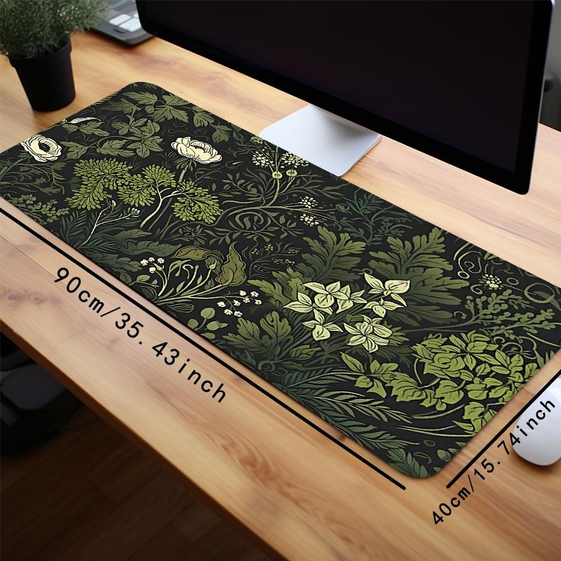 Creative Plant Pattern Mouse Pad, Rectangle Gaming Mouse Pad, Non-slip Large Surface Rubber Base Stitched Edge Desk Keyboard Mat for Home Office Game Desktop Accessory
