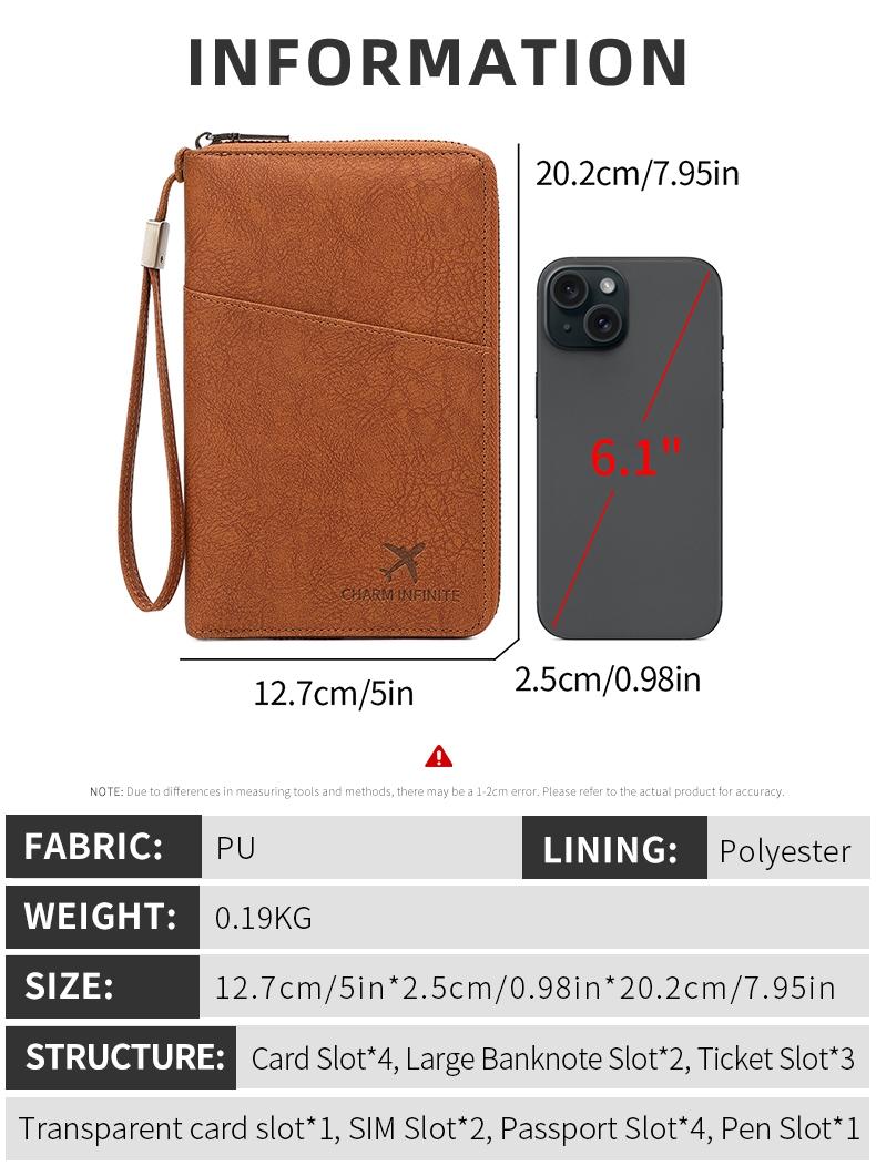 New RFID Blocking Passport Holder, Holds Multiple Passports, Travel Document Organizer, Skin-Friendly Zipper Wallet, Detachable Wrist Strap, Passport Cover