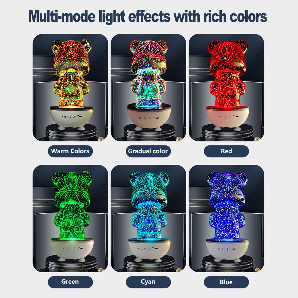 RGB Rotating Bear Speaker, Wireless Cutsie Light-Up Sound, Perfect for Bedroom, Office, and Gift Vibes, Enhance Your Space with Style