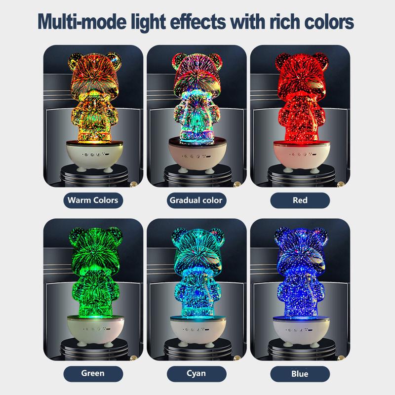 RGB Rotating Bear Speaker, Wireless Cutsie Light-Up Sound, Perfect for Bedroom, Office, and Gift Vibes, Enhance Your Space with Style