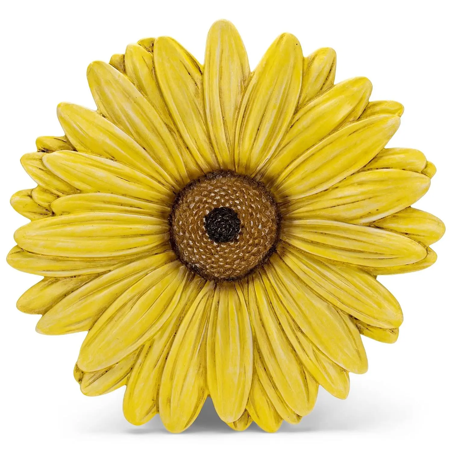 Gerbera Daisy Flower Shaped Dimensional Indoor Outdoor 12 inch Cast Resin Decorative Garden Stepping Stone, Patio, Walkway Sculpture Yard Art, Yellow