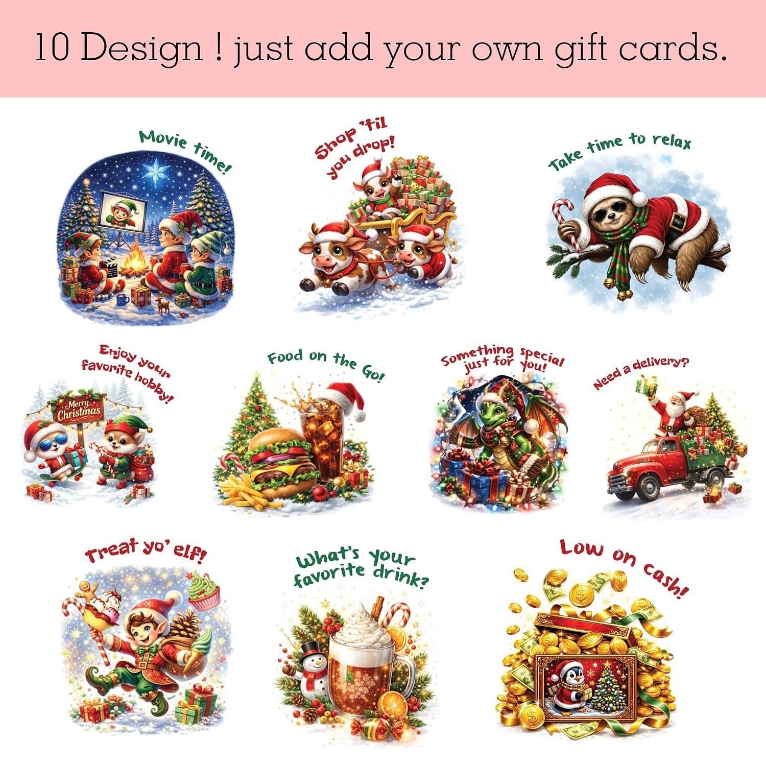 Christmas Gift Card Book, Santa Theme Spiral Binding Gift Card Album, Decorative Inner Pages, Christmas Gift Book with Card Holder, Perfect for Holidays and Parties
