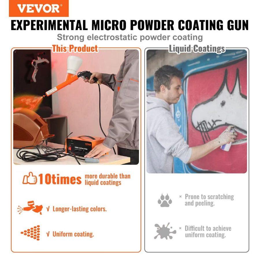 VEVOR Powder Coating System, 50KV Electrostatic Output Powder Coating Kit with Foot Switch, Spray Gun, Nozzles and Powder Cups, Powder Coating Equipment for Home DIY and Commercial Production VEVOR Powder Coating System, 50KV Electrostatic Output Powder Coating Kit with Foot Switch, Spray Gun, Nozzles and Powder Cups, Powder Coating Equipment for Home DIY and Commercial Production