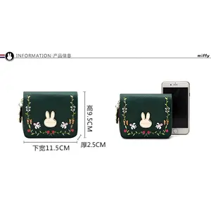 Kawaii Miffy Rabbit Wallet A New Cute Cartoon Creative Embroidered Foldable Mini Coin Purse for Women